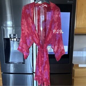Victoria's Secret Sheer Floral Kimono in Fuchsia and Lavender